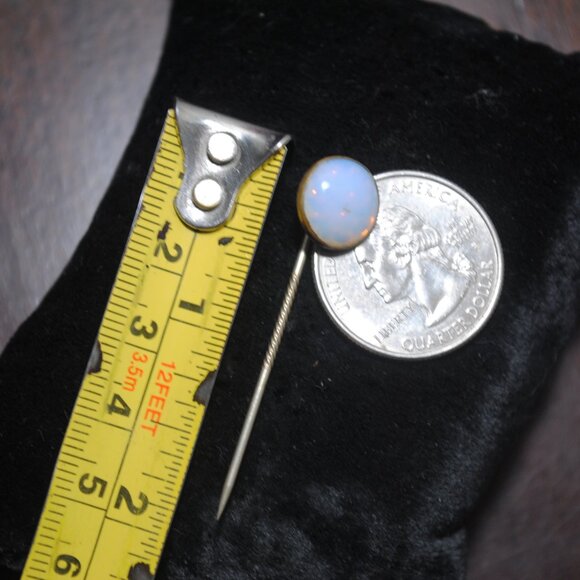 Antique Foil Opal Glass Cabochon Stick / Tie Pin - Picture 8 of 8